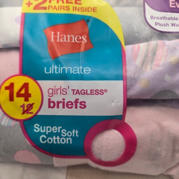 Hanes Ultimate Girls Tagless Briefs Style Super Soft Cotton Underwear 14 Pairs - Picture 2 of 6
